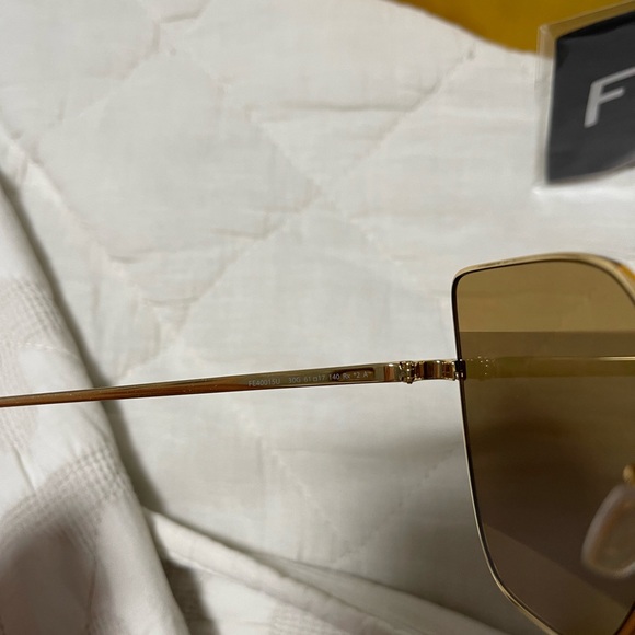 FENDI 61mm Cat Eye Sunglasses Gold Light - Picture 7 of 8